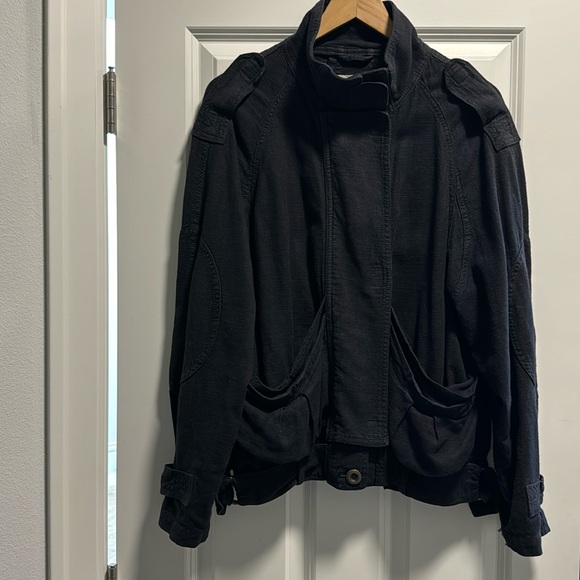 Free People Jayde Safari Bomber Jacket Black - Picture 5 of 10